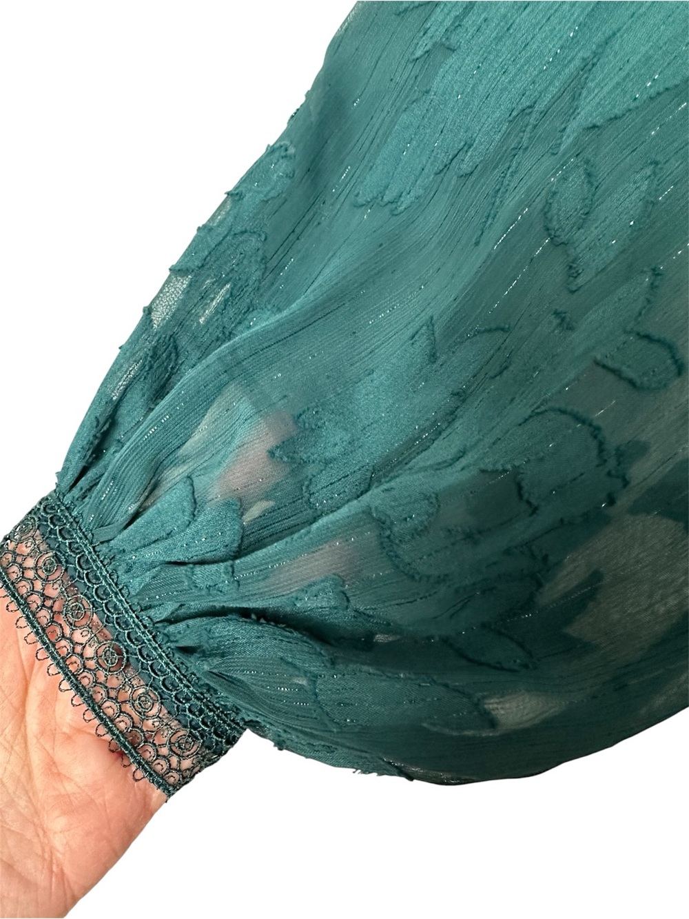 Ever New Emerald Green Floral Mesh Mini Dress Burnout Sheer Skater Fairycore Ren - Picture 7 of 14